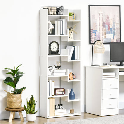 Linoma Wood White 6 Tier Modern Bookcase With 11 OFauxn Shelves
