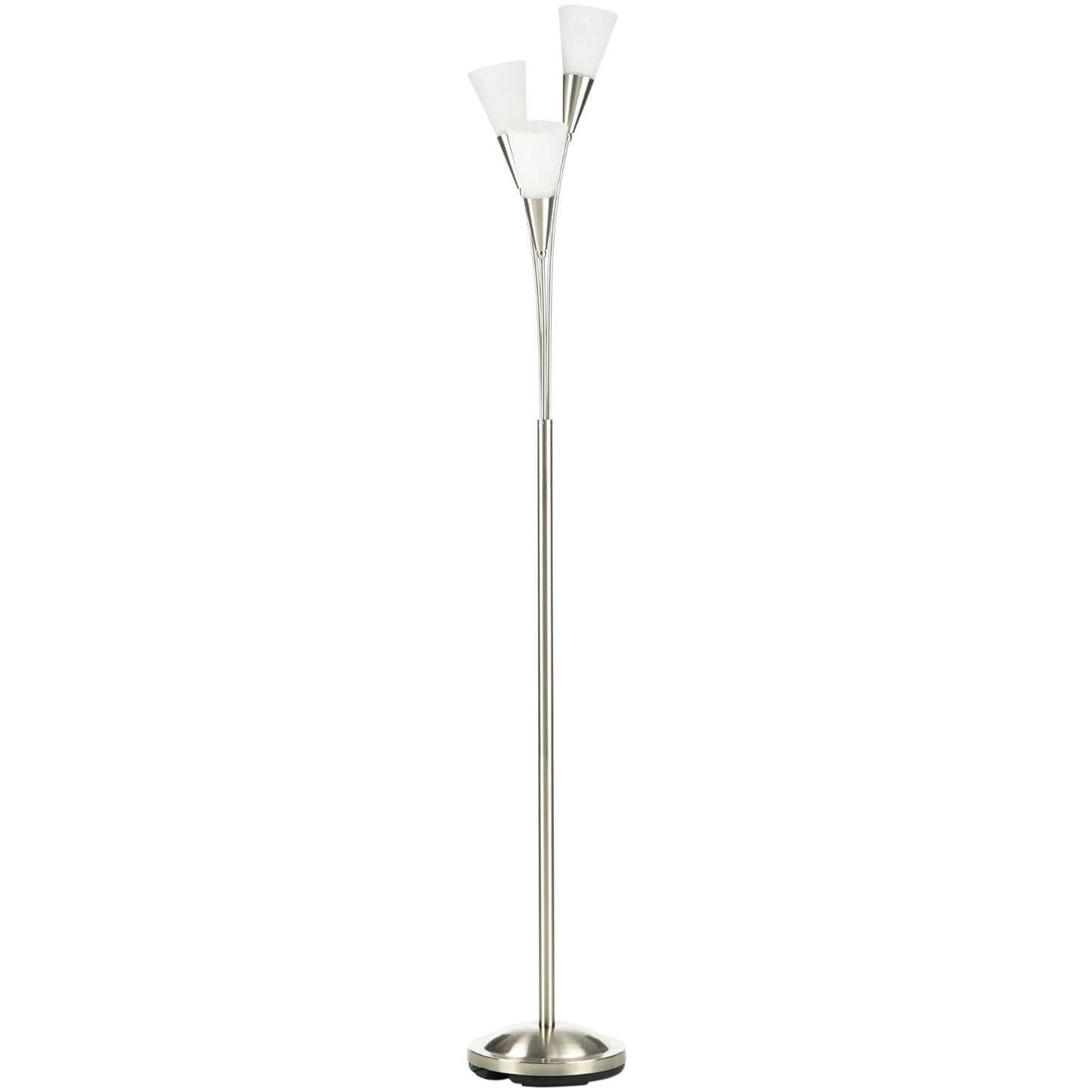 Karo Metal Silver 3 Bulb Light Floor Lamp With Steel Base