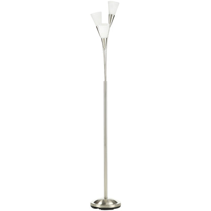 Karo Metal Silver 3 Bulb Light Floor Lamp With Steel Base