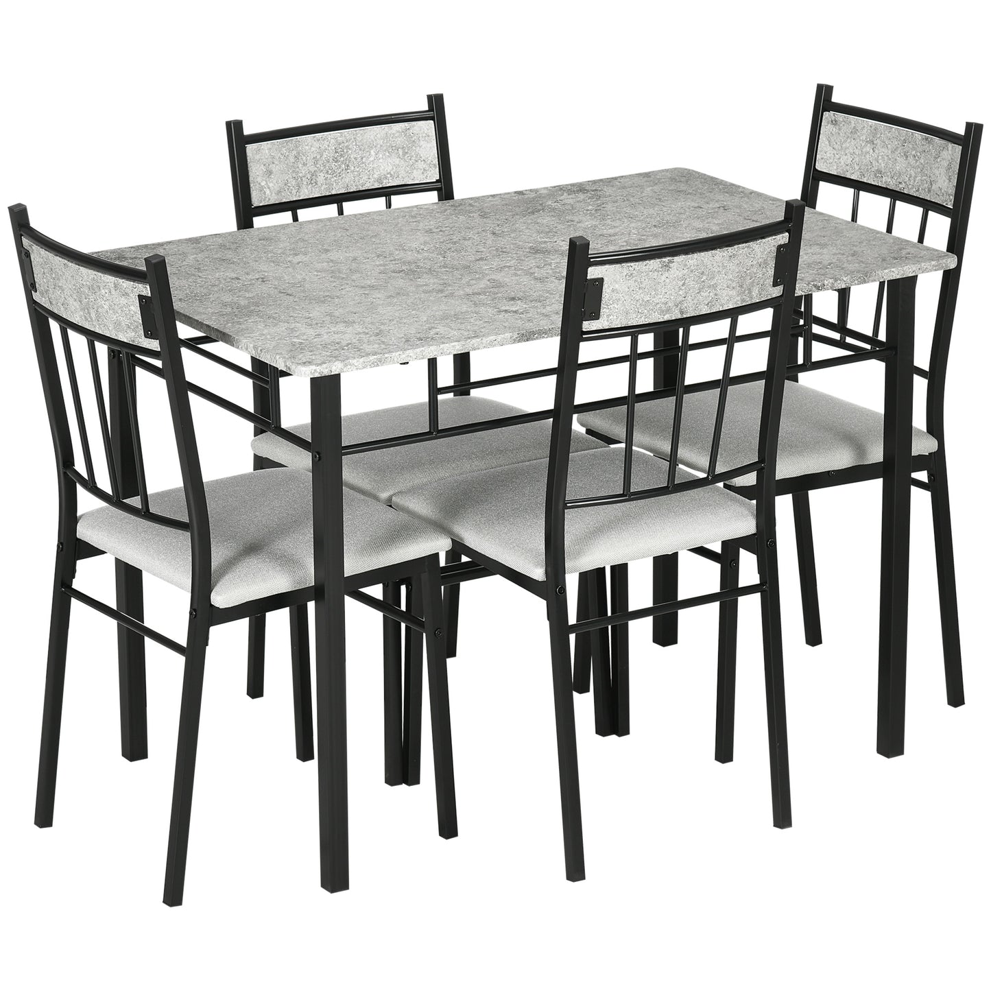 Lera Marble Effect Grey And Black 5 Piece Dining Table And Chair Set
