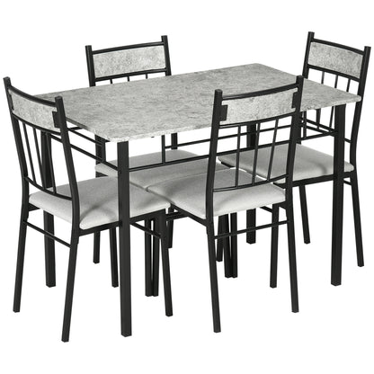 Lera Marble Effect Grey And Black 5 Piece Dining Table And Chair Set