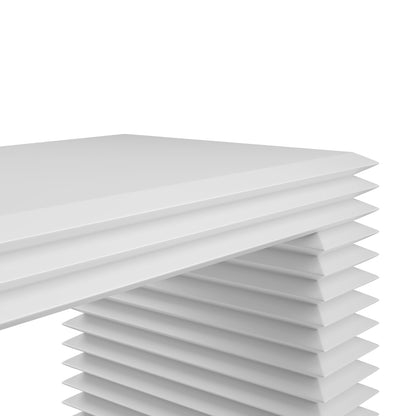 Kinnegad White Wooden Console Table Etched Legs