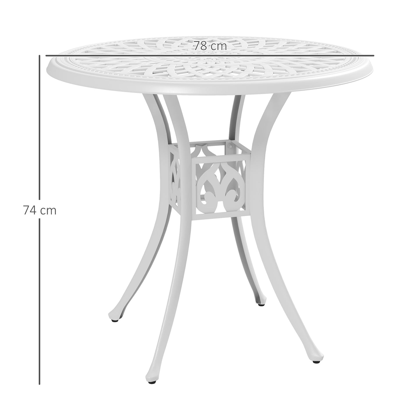 Kenofa Cast Aluminium White Round Garden Dining Table With Parasol Hole