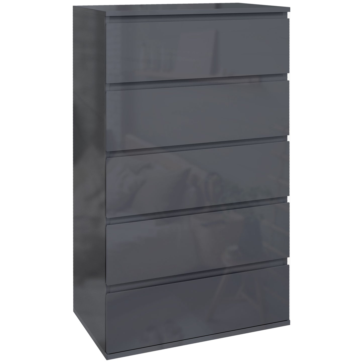 Kevano High Gloss Grey 5 Drawer Modern Storage Chest