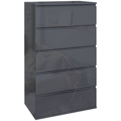 Kevano High Gloss Grey 5 Drawer Modern Storage Chest