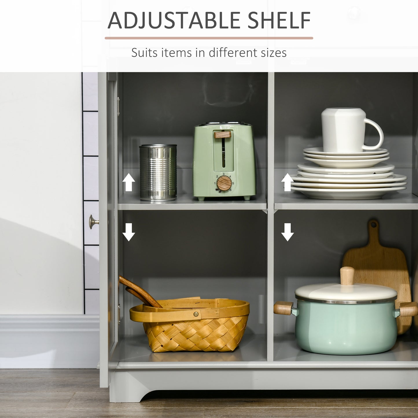 Totoro Grey Sideboard With Natural Top 3 Doors 3 Drawers 3 Shelves