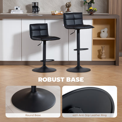 Miha Set Of 2 Black Modern Faux Leather Bar Chairs