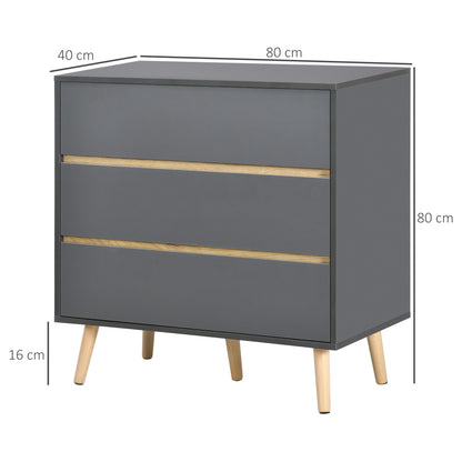 Vetasu Natural and Grey 3 Drawer Storage Chest with Wooden Angled Legs