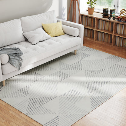 Nokado Polyester Grey Geometric Non Slip Washable Rug 230 x 160 cm