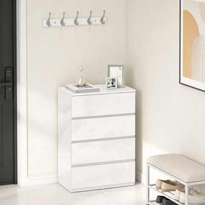 Elel High Gloss White 4 Drawer Modern Storage Chest
