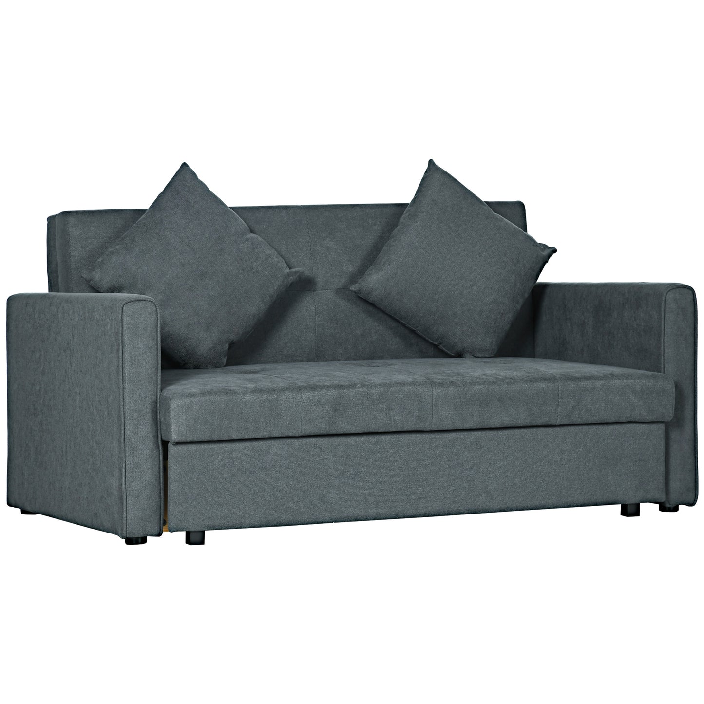 Takala Nele Snow Flannel Dark Grey 2 Seater Sofa Bed With Hidden Storage And Cushions