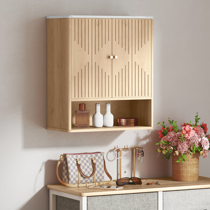 Nedo Wall Mounted Bathroom Storage Cabinet With Adjustable Shelving Oak Finish