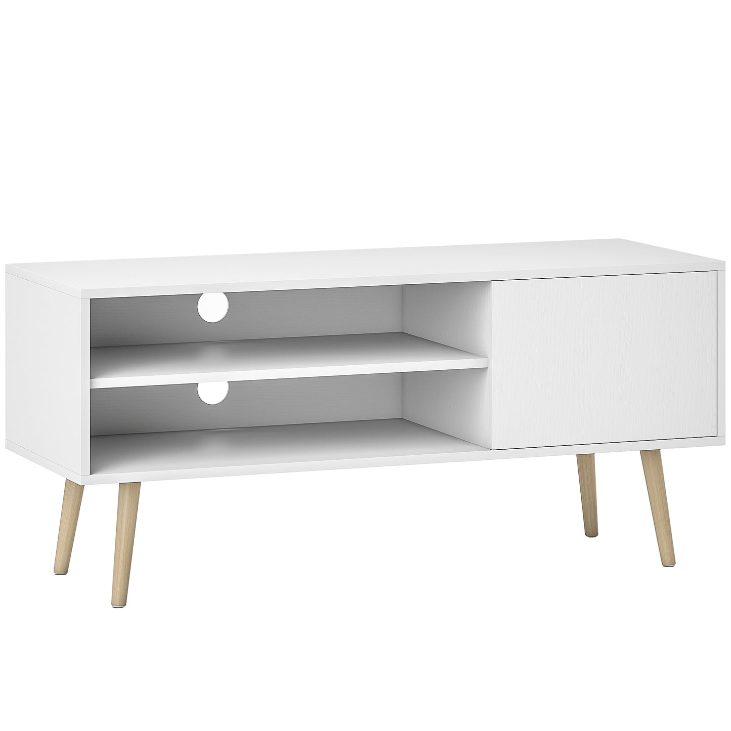 Avalia 110cm White TV Stand For Screens Up To 55 Inches With Open Shelves And Cable Access