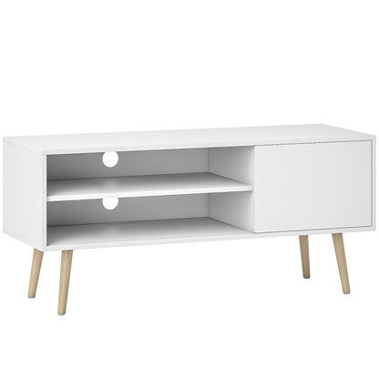 Avalia 110cm White TV Stand For Screens Up To 55 Inches With Open Shelves And Cable Access