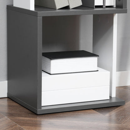 Lale Wood White And Dark Grey 5 Tier Freestanding Bookcase