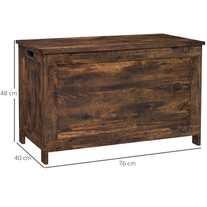 Vesoka Sake Rustic Brown Wooden Storage Chest With Safety Hinges 76 x 40 x 48 cm