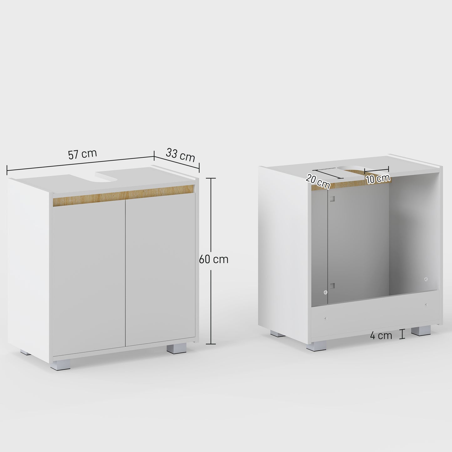 Elpalo White Freestanding Under Sink Vanity Cabinet With Double Doors