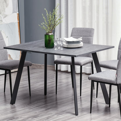 Roreso 120cm Metal And Wooden Dark Grey Rectangular Dining Table With Steel Legs