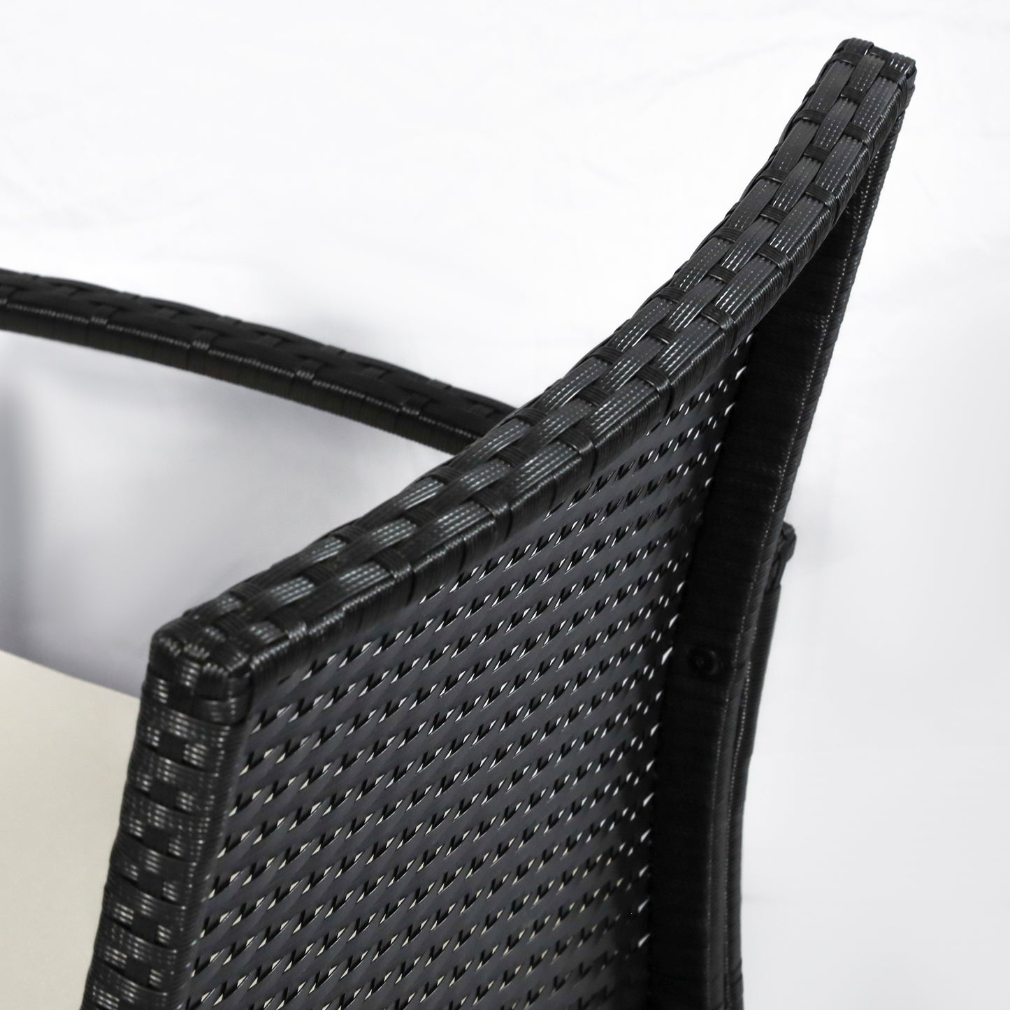 Vayono Rattan Black 4 Piece Garden Sofa Set With Loveseat 2 Armchairs and Glass Coffee Table