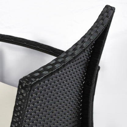 Vayono Rattan Black 4 Piece Garden Sofa Set With Loveseat 2 Armchairs and Glass Coffee Table