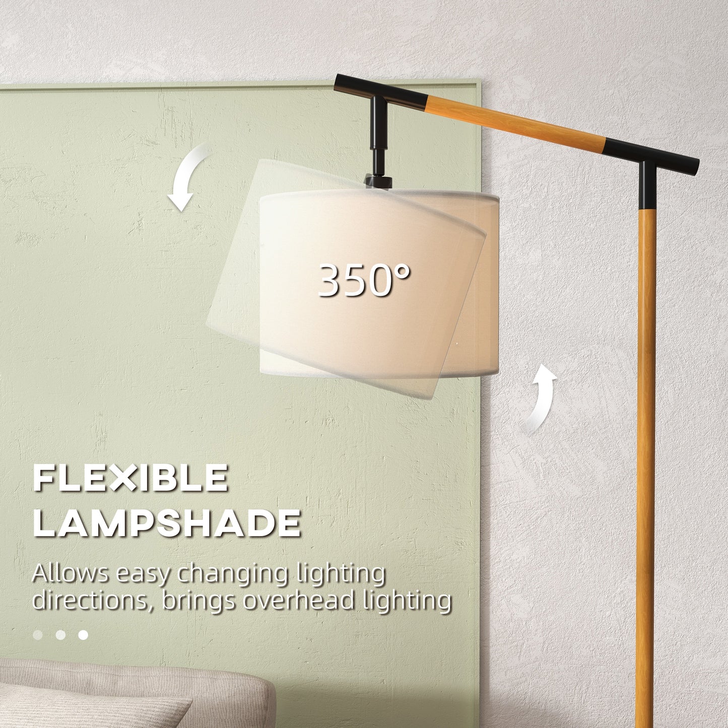 Liloel Metal Brown Adjustable Floor Lamp With 350 Degree Rotating Shade And LED Bulb