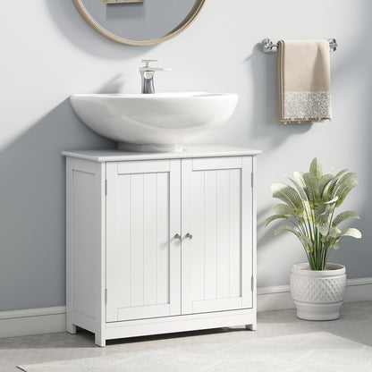 Fabka White Under Sink Vanity Cupboard With Double Doors And Adjustable Shelving For Fauxdestal Or OFauxn Basin