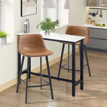 Lilu Dilu Set Of 2 Brown Kitchen Bar Stools With Fixed H8 And Reinforced Frame