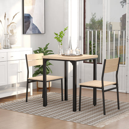 Lalara Wooden Light Wood Grain 3 Piece Compact Dining Set