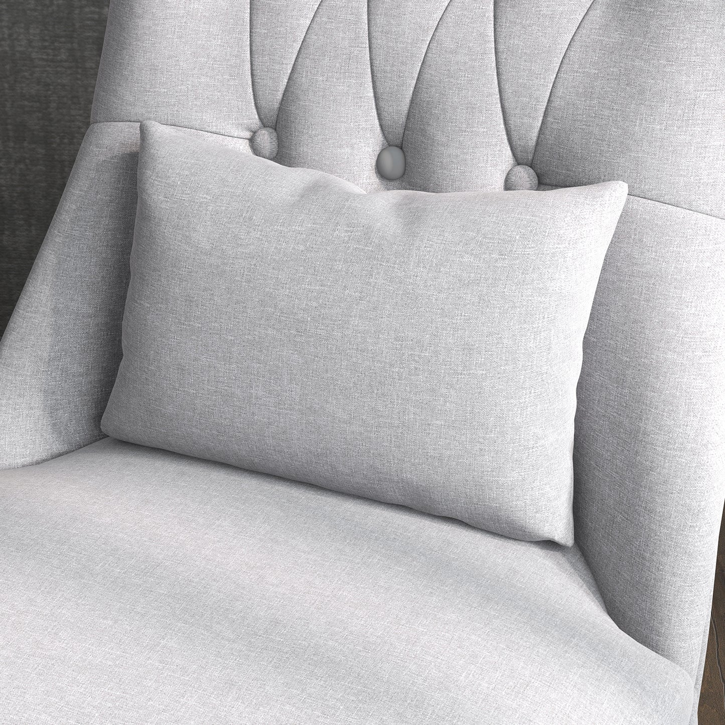 Sava Grey Set Of 2 Armless Button Tufted Tub Chairs With Linen Upholstery