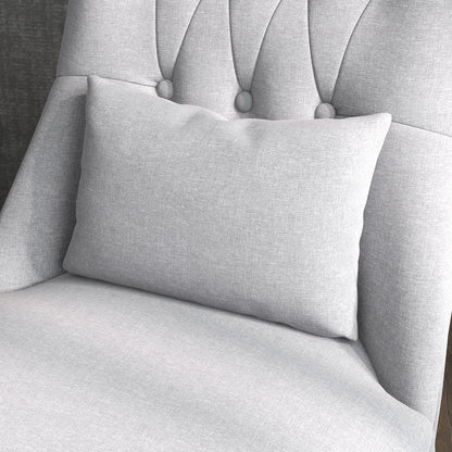 Sava Grey Set Of 2 Armless Button Tufted Tub Chairs With Linen Upholstery