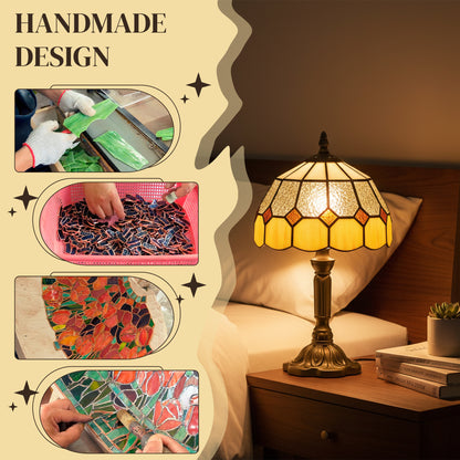 Sevini Glass And Metal Yellow and Orange Handmade Art Deco Table Lamp