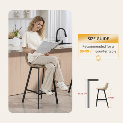 Panato Set Of 2 Light Brown Faux Leather Dining Bar Stools