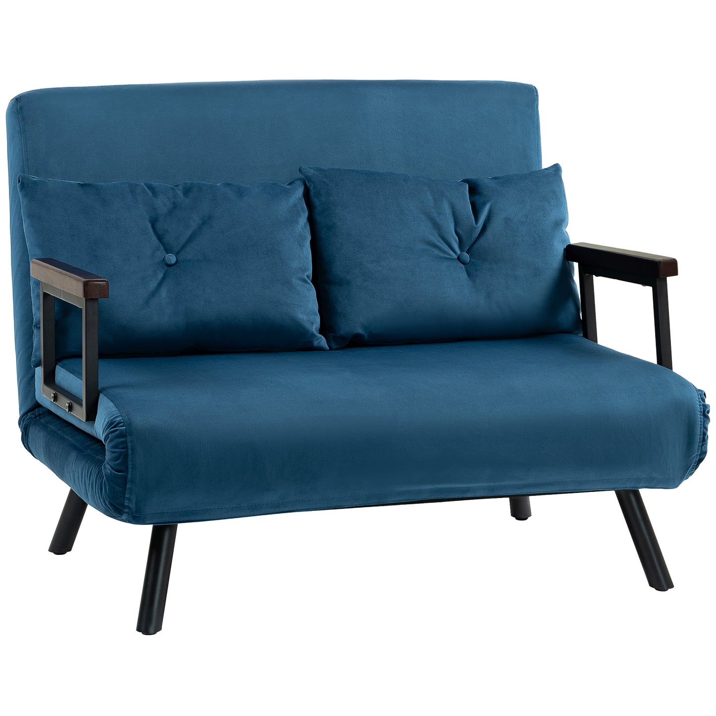 Lenasu Nasa Velvet Blue 4 In One Convertible Double Sofa Bed With Cushions