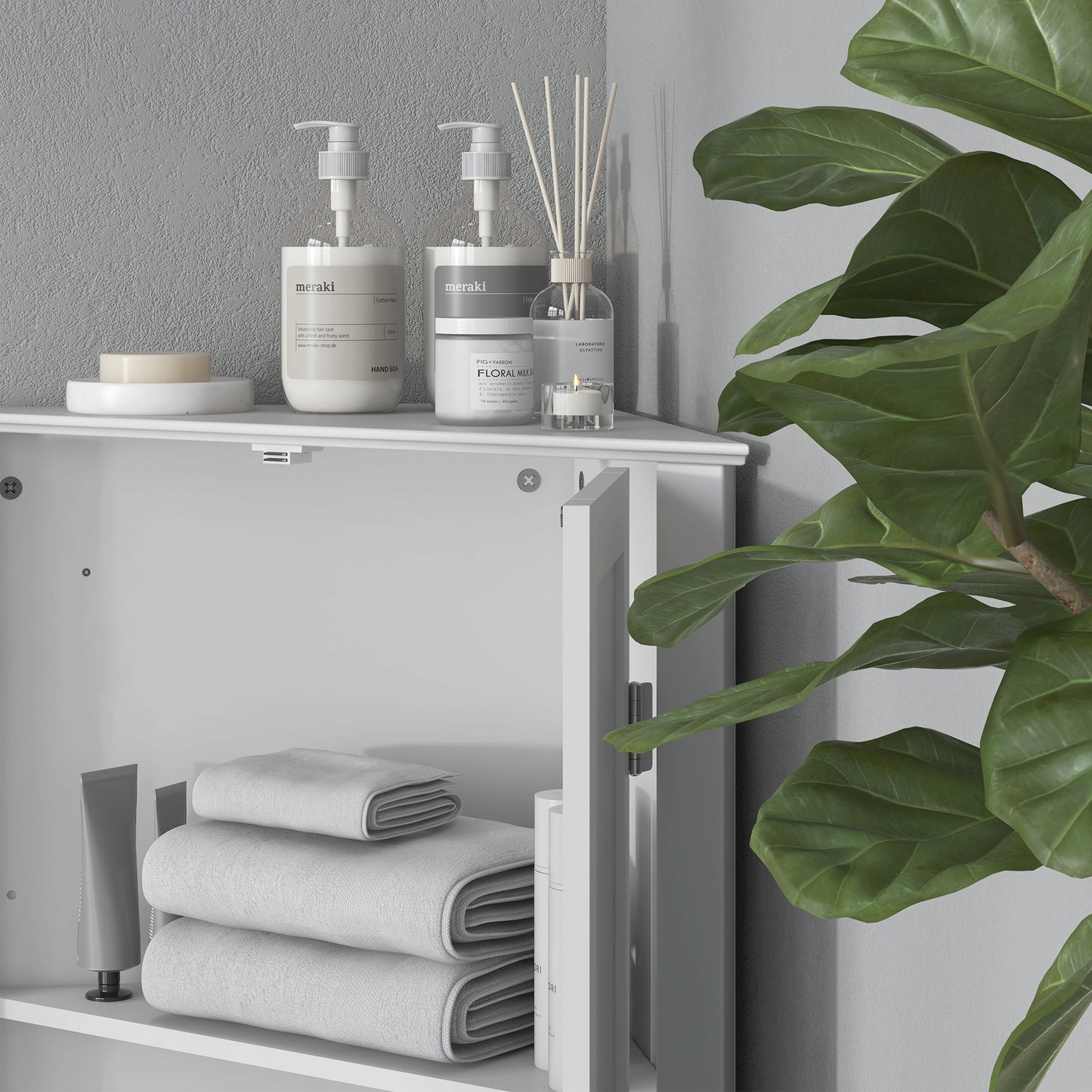 Zipaka Sasa Corner Bathroom Storage Cabinet With Recessed Door And Adjustable Shelving White