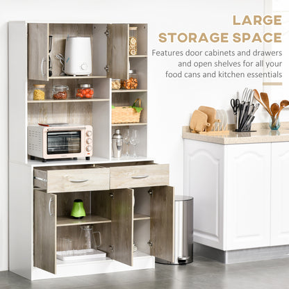 Dosefa Mita Wooden White Kitchen Sideboard With Countertop Drawers And Adjustable Shelves