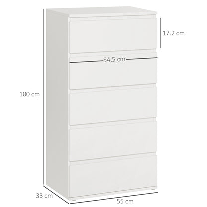 Else Wooden White 5 Drawer Storage Tower Chest