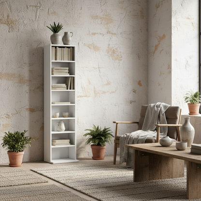 Sovimora Wood White Narrow CD Storage Unit With 260 Disc Capacity