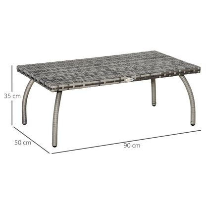 Kedo Grey Rattan Rectangle Outdoor Coffee Table With Woven Finish