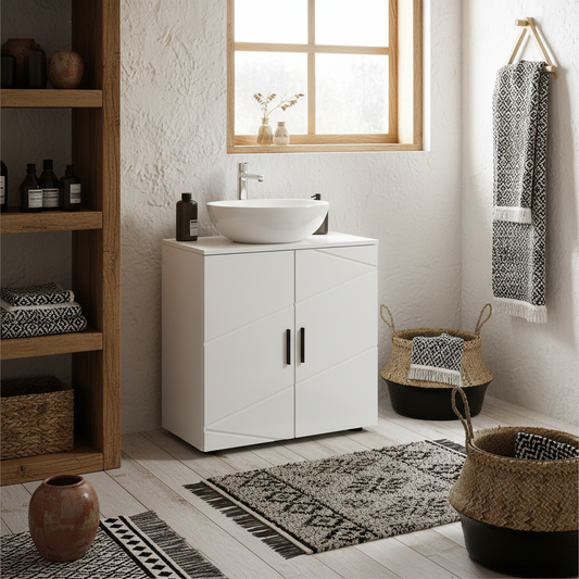 Badosu Luni Under Sink Bathroom Storage Cabinet With Internal Shelving White