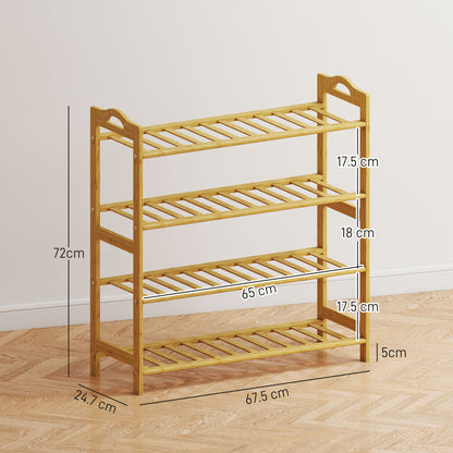 Dicove Bamboo Natural 4 Tier Freestanding Shoe Rack Slatted Shelves