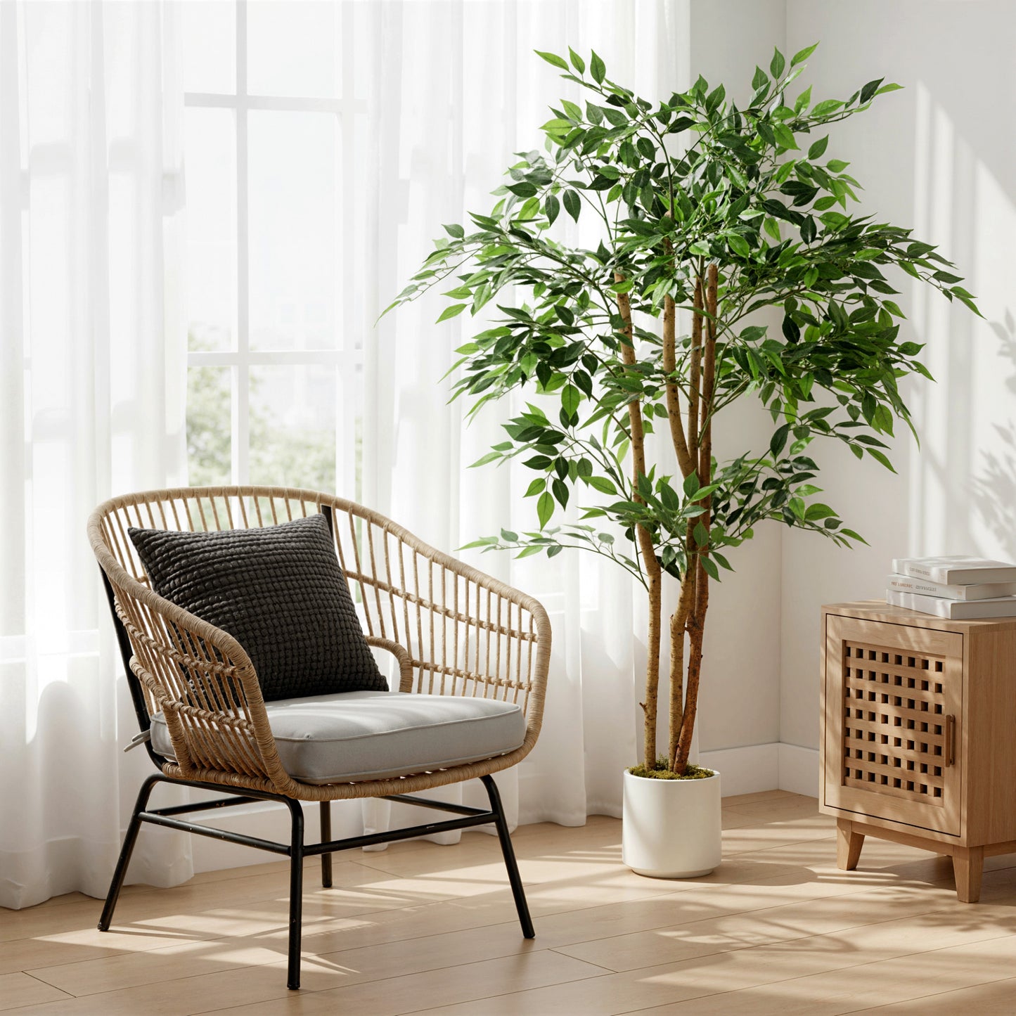 Faluta Artificial Ficus Style Tree With Solid Trunk Detail In Pot H8 150cm Green