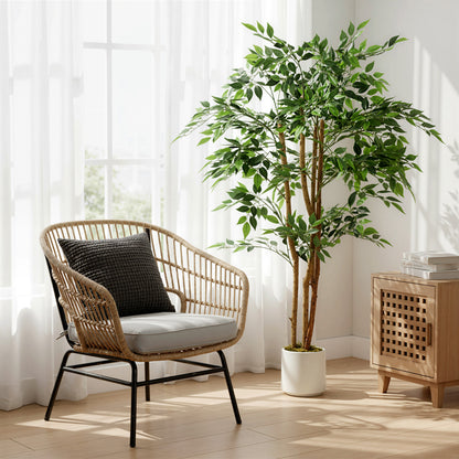 Faluta Artificial Ficus Style Tree With Solid Trunk Detail In Pot H8 150cm Green