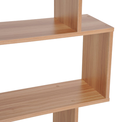 Lisoke Wood Maple 6 Tier S ShaFauxd Display Bookcase