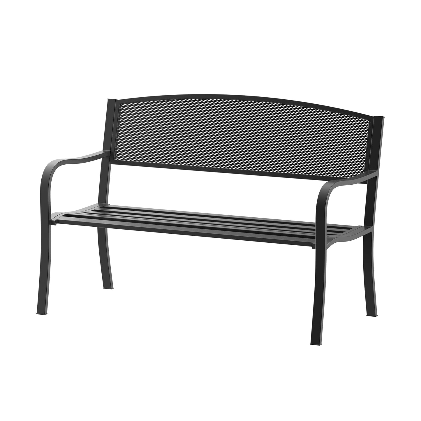 Zirila 2 Seater Steel Black and Mesh Outdoor Garden Bench