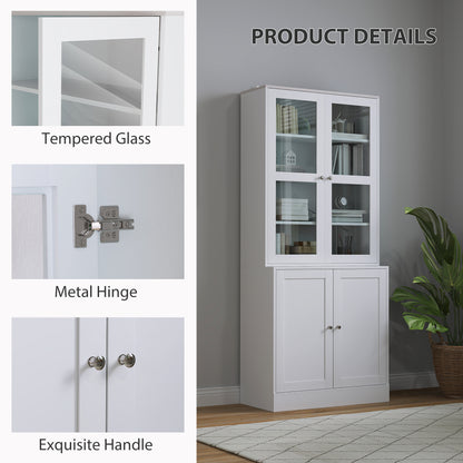 Salu Wood White Double Compartment Display Storage Cabinet