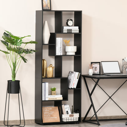 Rotolu Bado Wood Black 8 Tier Freestanding Grid Bookcase With Anti Tip Design