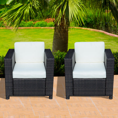Vamino Black Rattan Set Of 2 Armchairs With Woven Finish (Table Not Included)