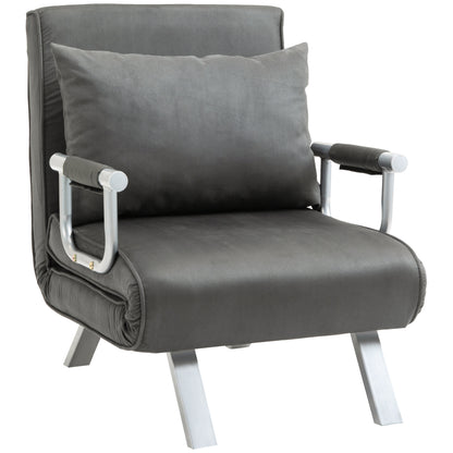 Moba Faux Suede Grey 4 In One Convertible Chair Bed