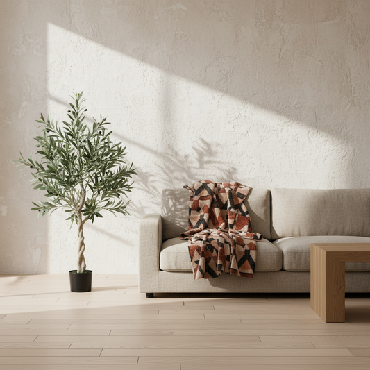 Leloke Artificial Olive Style Tree With Silk Leaf Finish
