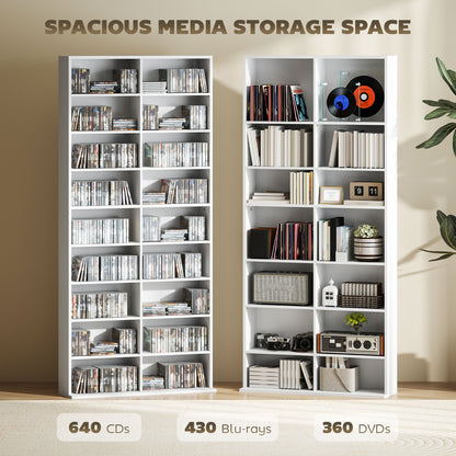 Latota Kezi Wood White Tall Media Storage Tower With 640 Disc Capacity